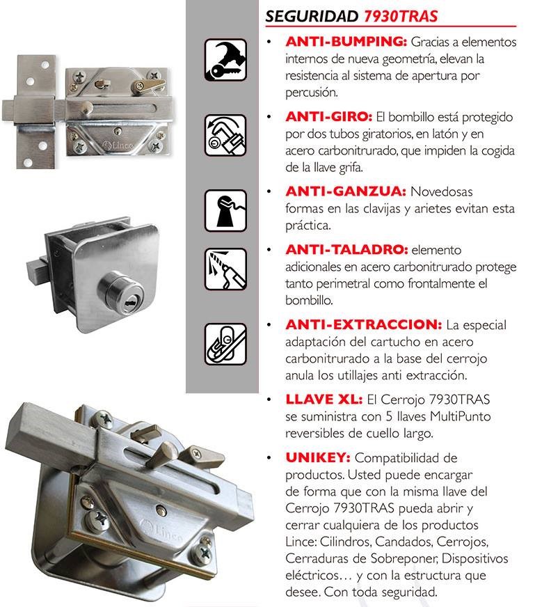 LINCE Cerrojo de seguridad 7930TRAS Trastero